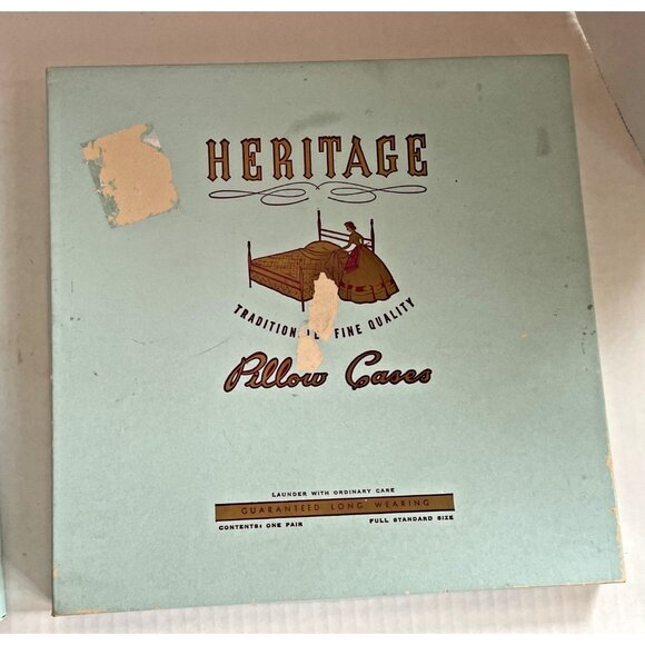 Vintage Heritage Embroidered Pillowcase Set Unused in Original Box 21 x 38" - Picture 4 of 5
